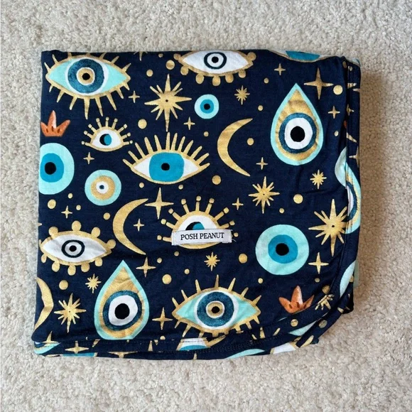 Posh Peanut Fiona Evil Eye Print Reversible Patoo Blanket - 40”x40” - Picture 1 of 7